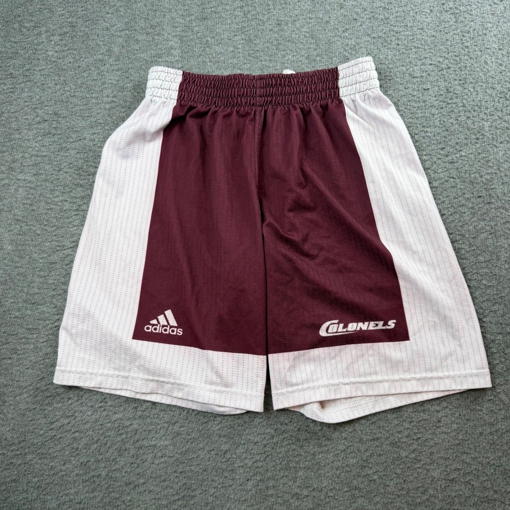 Adidas Athletic Shorts Men's Small Maroon White Colonels Basketball Gym Mesh